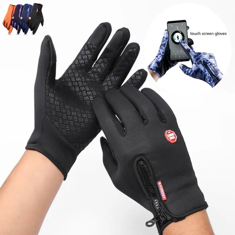 Autumn Winter Motorbike Gloves Touch Screen Riding Motorcycle Sliding Waterproof Sports Gloves With Fleece Sports Bike Glove