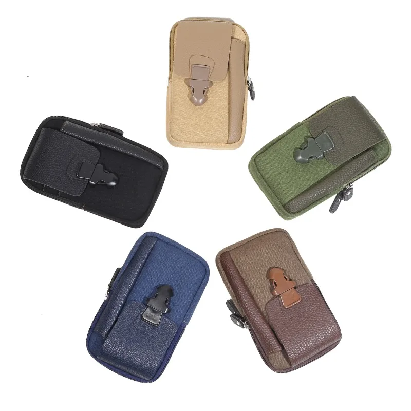 

Men Fashion Waist Bag Casual Zipper Male Waist Pack Small Solid Color Card Holder Phone Packs Belt Fanny Purse