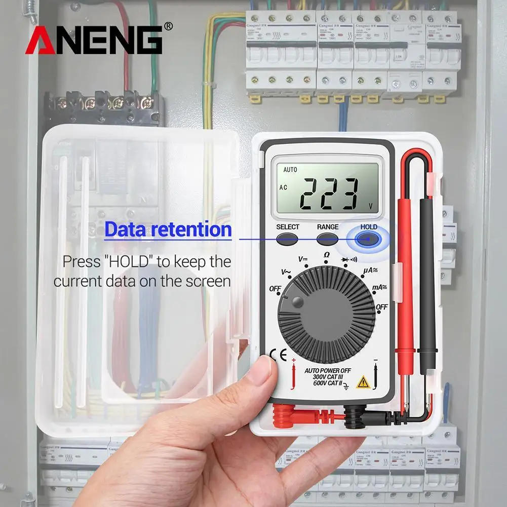 ANENG AN101 Mini Digital Multimeter Multimetro Tester AC/DC Voltage Current Lcr Meter Pocket Professional Testers with Test Lead