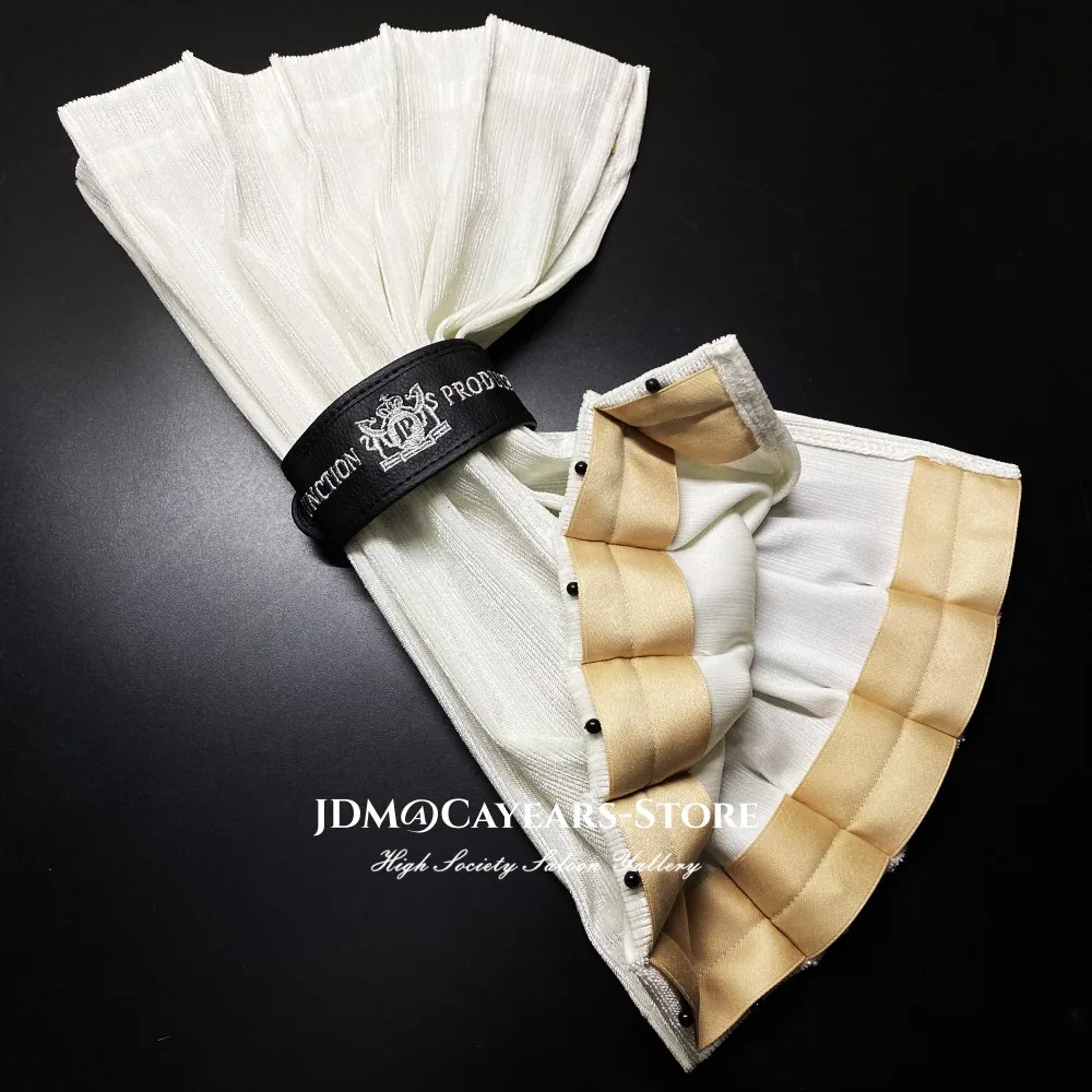 Cayears JDM Junction Produce  Silvery JP Lettering Black Ties Curtains White Velvet Pleuche Luxury Car Window Shade Valance