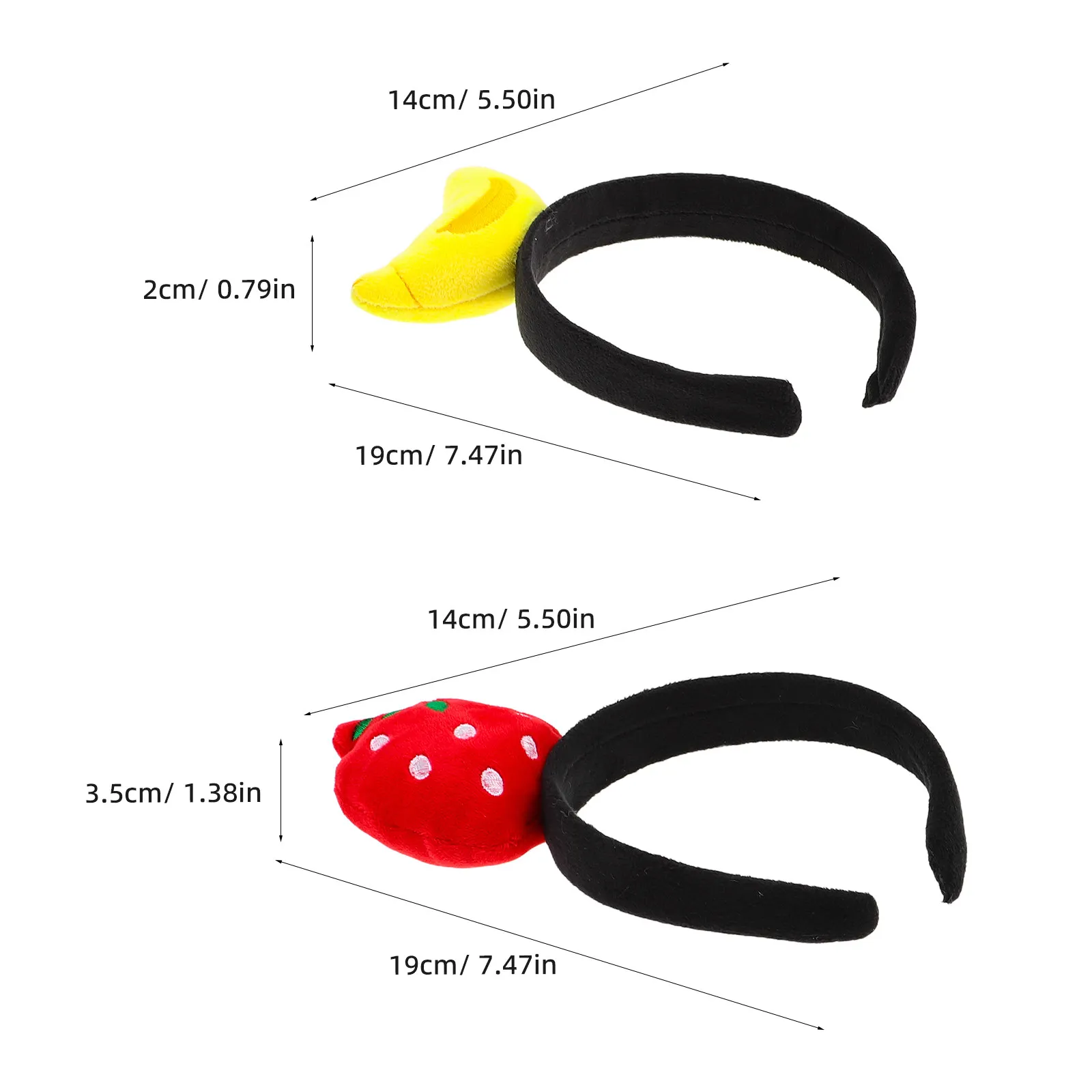 2Pcs Fruit Headbands for Women Cartoon Hair Bands Comfortable Lightweight Party Costume Accessory Carnival