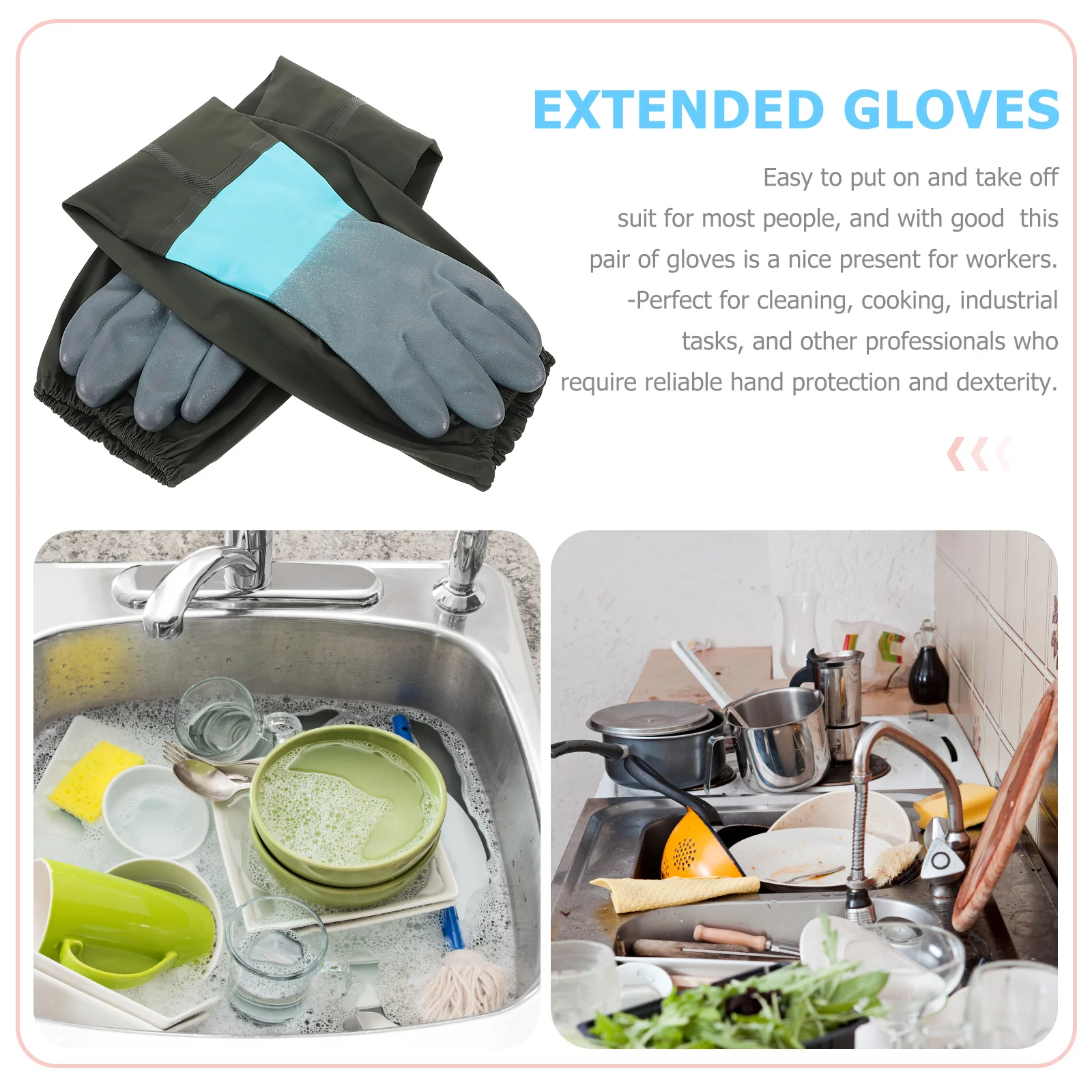 1 زوج المضادة للانزلاق مقاوم للماء قفازات العمل مقاومة للثقب الثقيلة السلامة للتنظيف الصناعي الطبخ في الهواء الطلق واقية #1