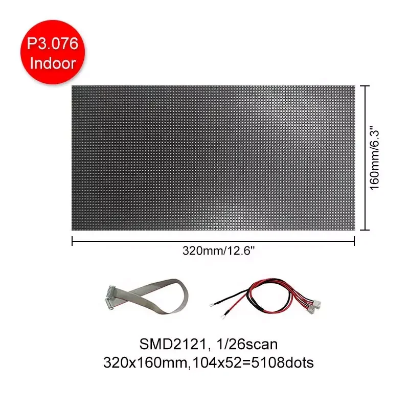 Imagem -03 - Módulo Colorido Interior Led P3.076 320x160 mm 104x52 Pixel 1920hz Ecrã de Matriz Rgb Luzes Smd 2121 26 Vídeos de Digitalização Personalizado