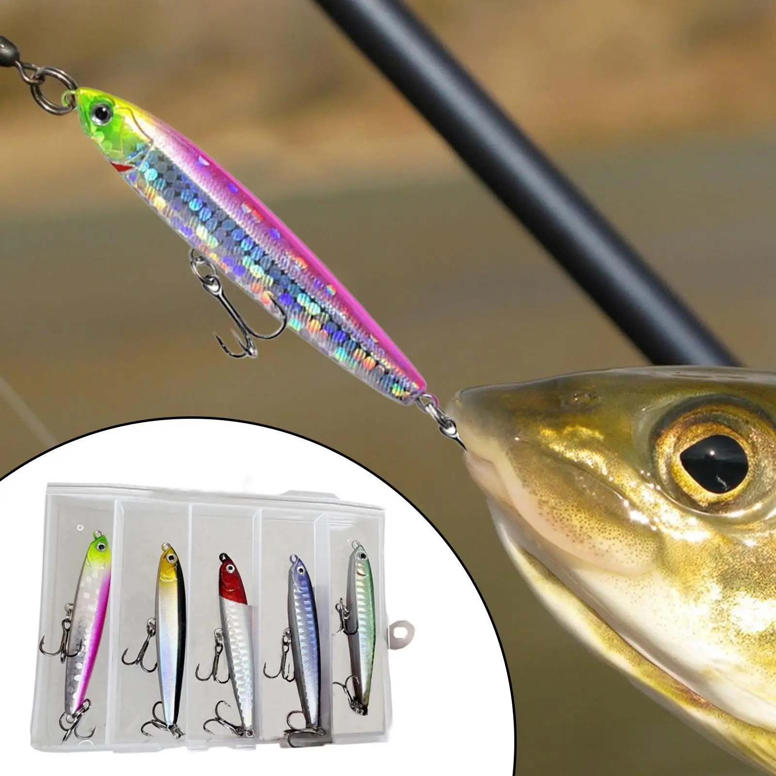 

Тонущая приманка-карандаш, 5 цветов, плавающая приманка-поппер, приманки-карандаш, маленькие крючки, длинные литые снасти для форели, окуня, ночного летающего озера