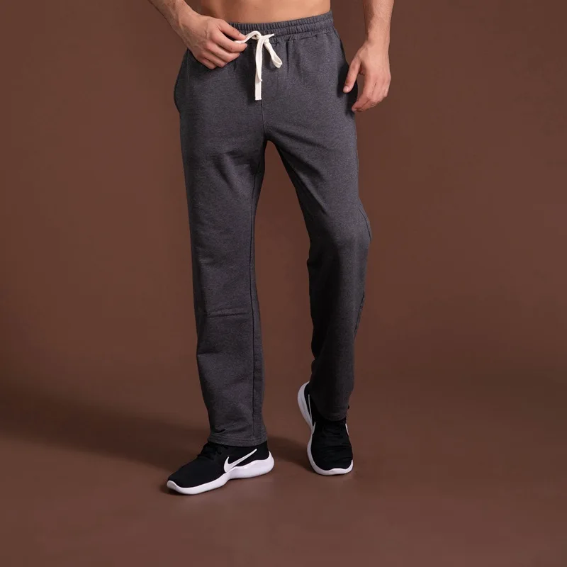 

Spring And Autumn Straight PantsMen Pure Cotton Breathable Casual Couple Sweatpants Drawstring Elastic Waist Workout Track Pants