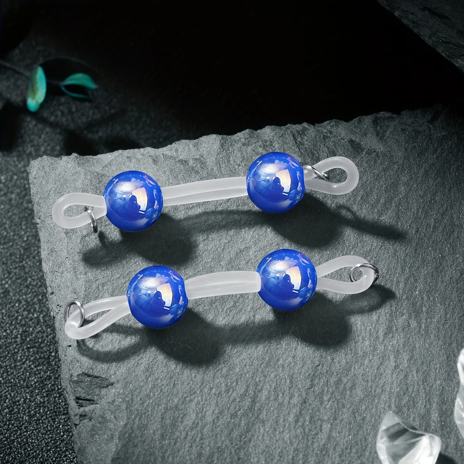 سلاسل خرز بدون ثقب - أرجواني باستيل، وردي، وردي قزحي الألوان وردي/أزرق/أرجواني/، حلقات سيليكون قابلة للتعديل، مجوهرات بمشبك