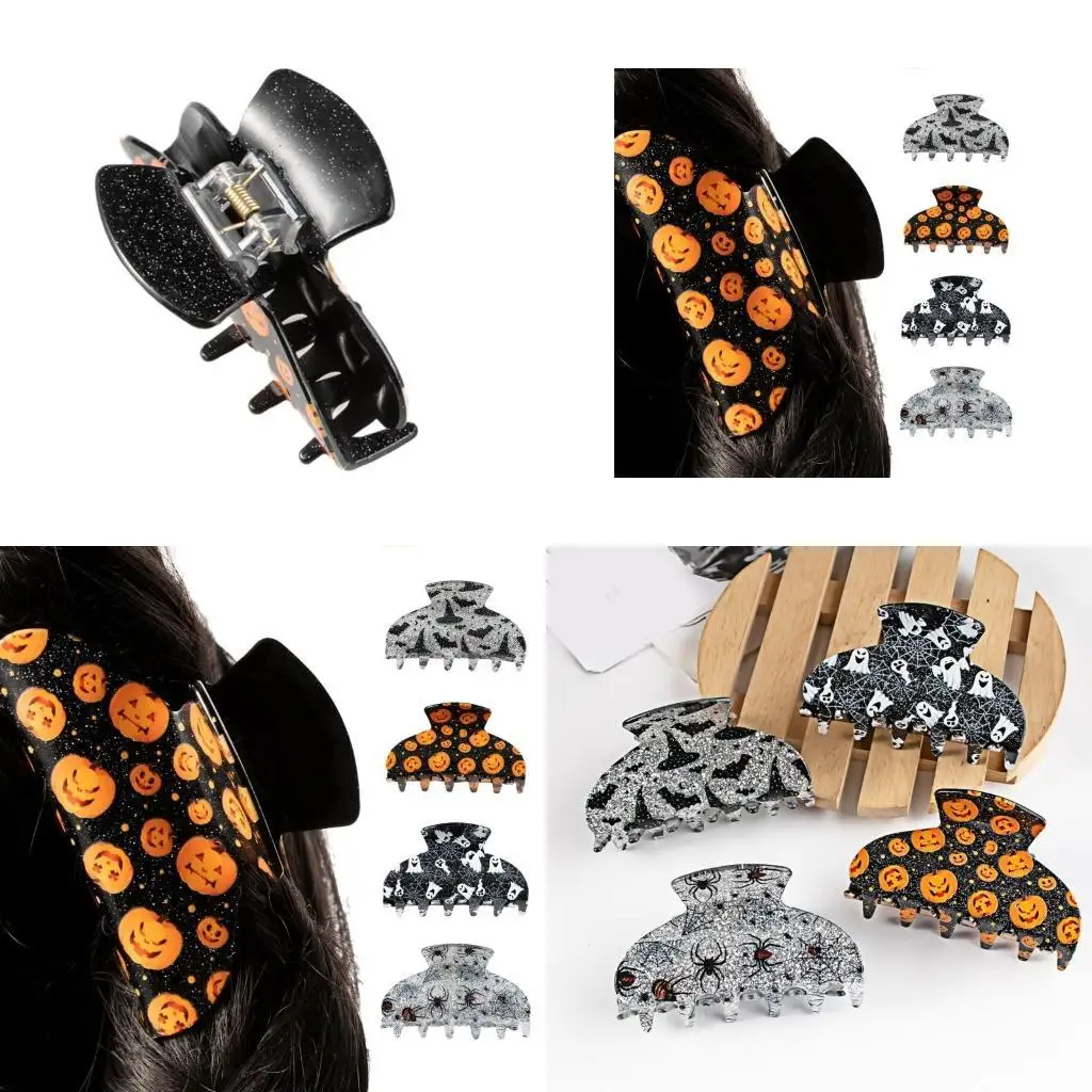 

39BB Delicate Halloween Pumpkin Hair Claw for Woman Girls Hair Clip for Long Hair Nonslip Hair Clip Delicate Travel Hair Clip