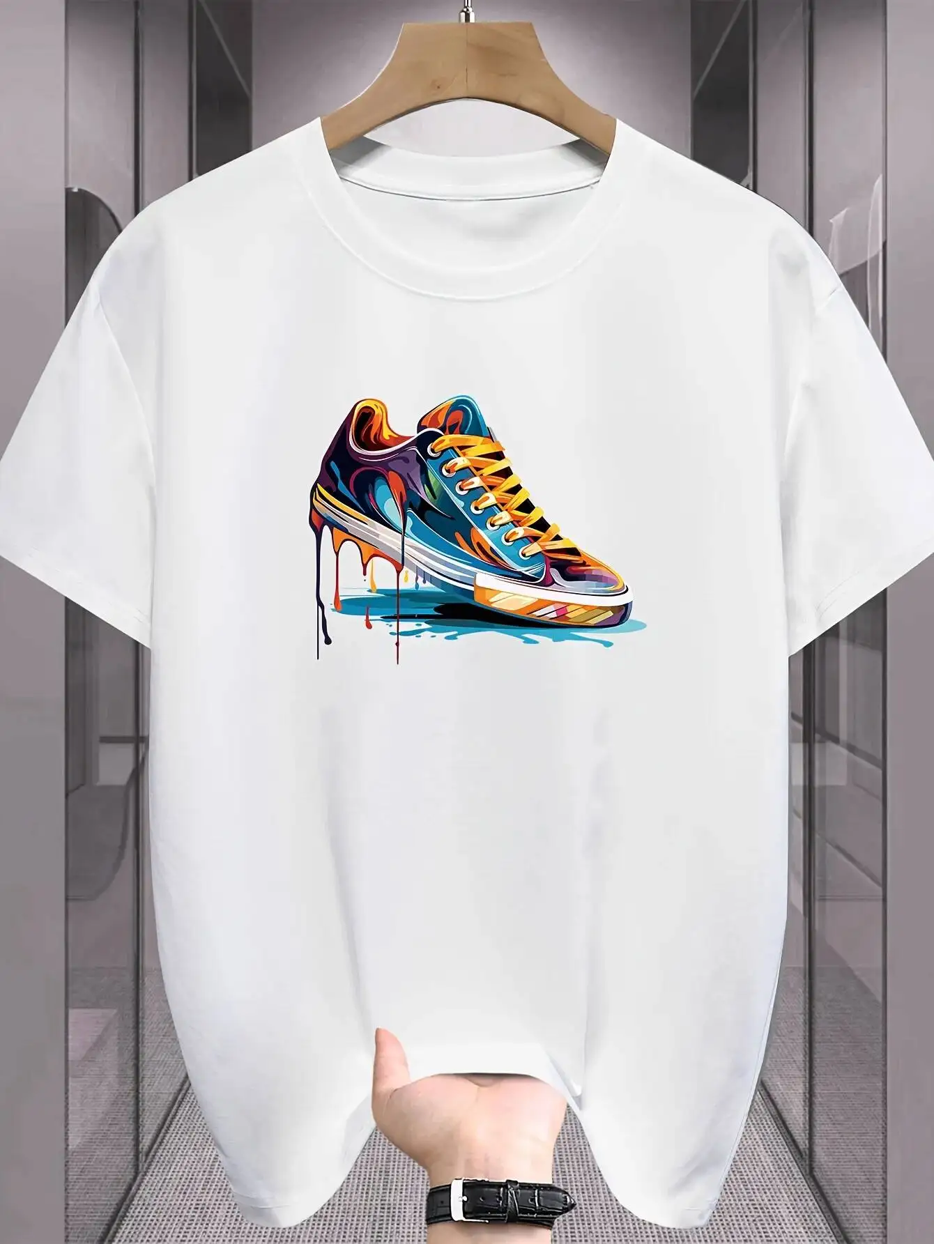 Summer Best Selling Men's Loose Fit Round Neck Short Sleeved T Shirt With Printed Pattern 100% Cotton Trendy Y2K Short-Sleeve