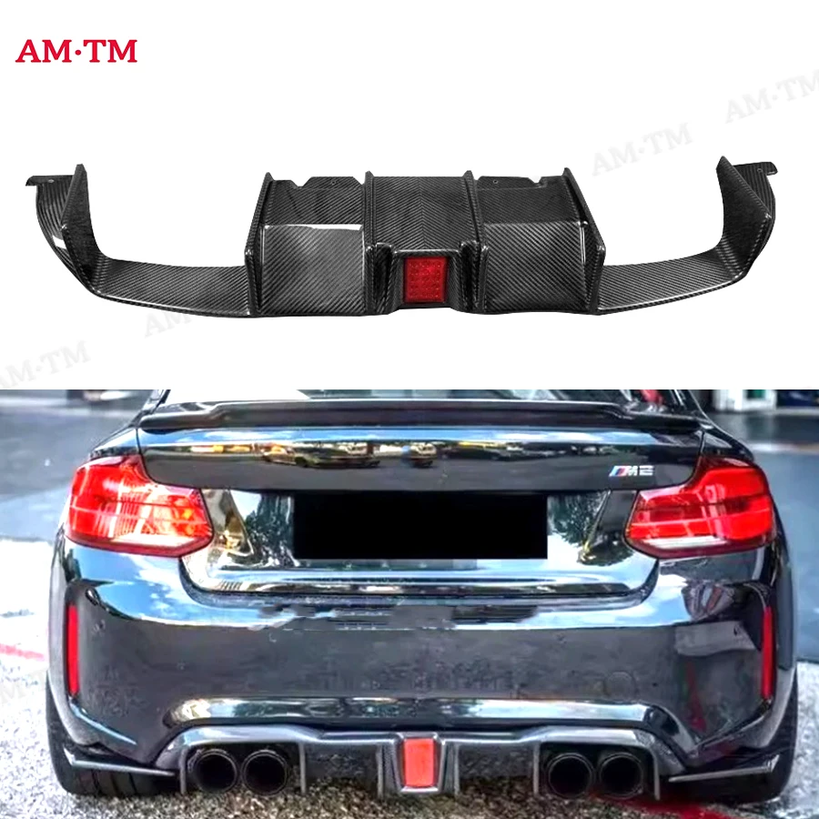 

For BMW M2 F87 2014-2021 M2C High quality With lights Carbon Fiber Rear Lip Diffuser Back Bumper Spoiler Separator Body Kit