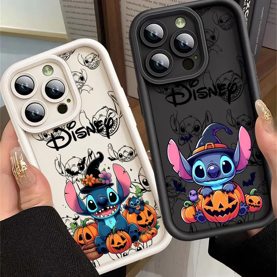 Shockproof Case for Apple iPhone 11 14 Pro Max 15 Plus 12 13 Mini XR X XS 7 8 Funda Phone Cover Disney Stitch Halloween Pumpkin