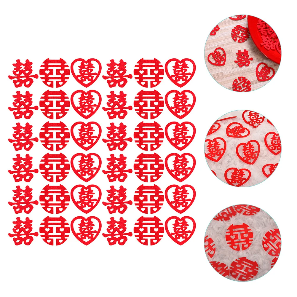 

270Pcs Xi Word Confetti Wedding Bed Decor Chinese Traditional Wedding Decorations Table Floor Candy Plate Fruit Spread Premium