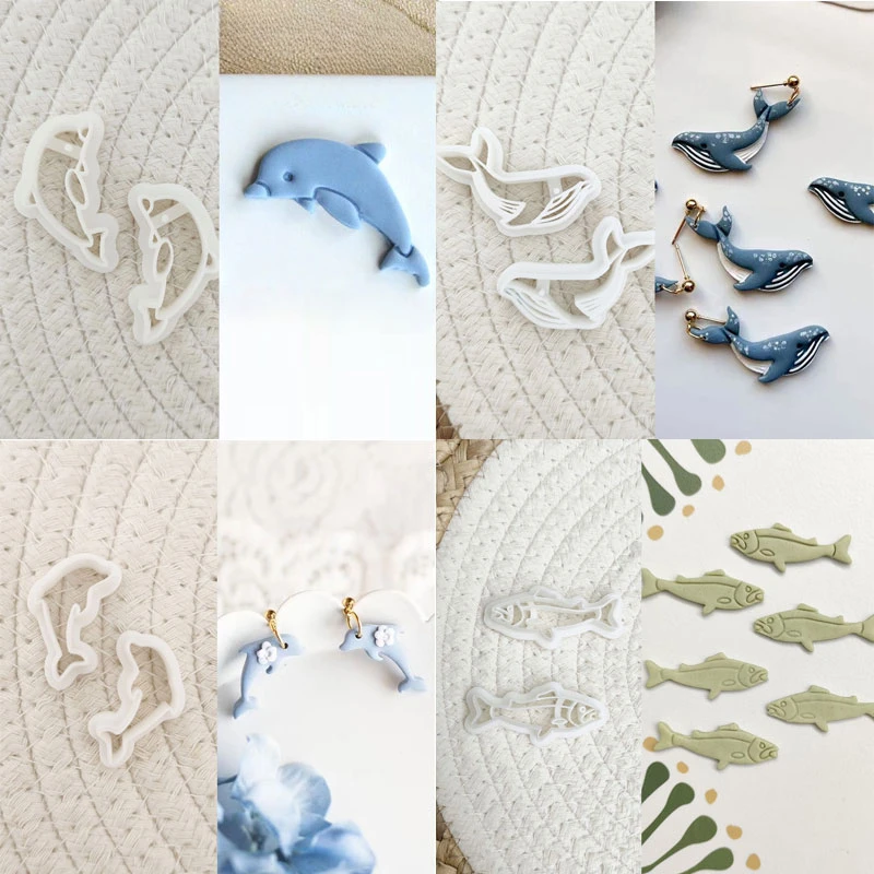 Seria ryb kolczyki Polymer Clay Cutter delfin wieloryb sardyny forma garncarska DIY biżuteria wisiorek kształt prasowana glina narzędzia