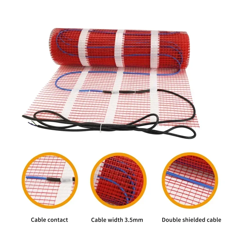 Durable220V Width 50cm*2m  Floor Heating System Electric Geothermal Heating Mat, Full Set of Household Equipment Floor Heating 7