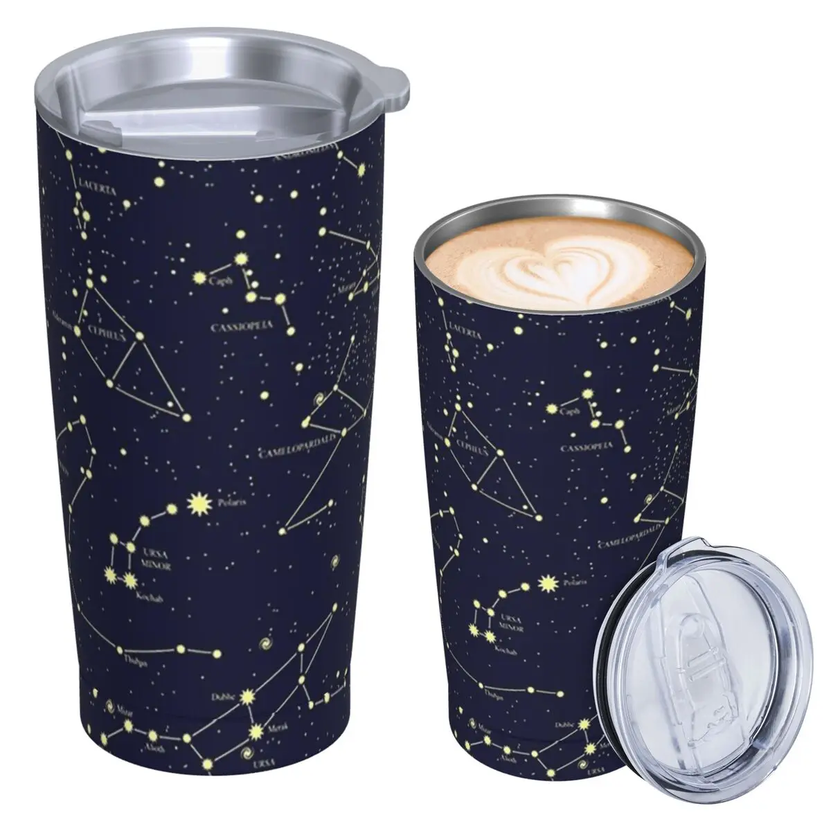 Night Sky Golden Celestial Stars Zodiac Constellations Stainless Steel Tumbler Vacuum Insulated Mugs Thermal Cold Cups With Lid