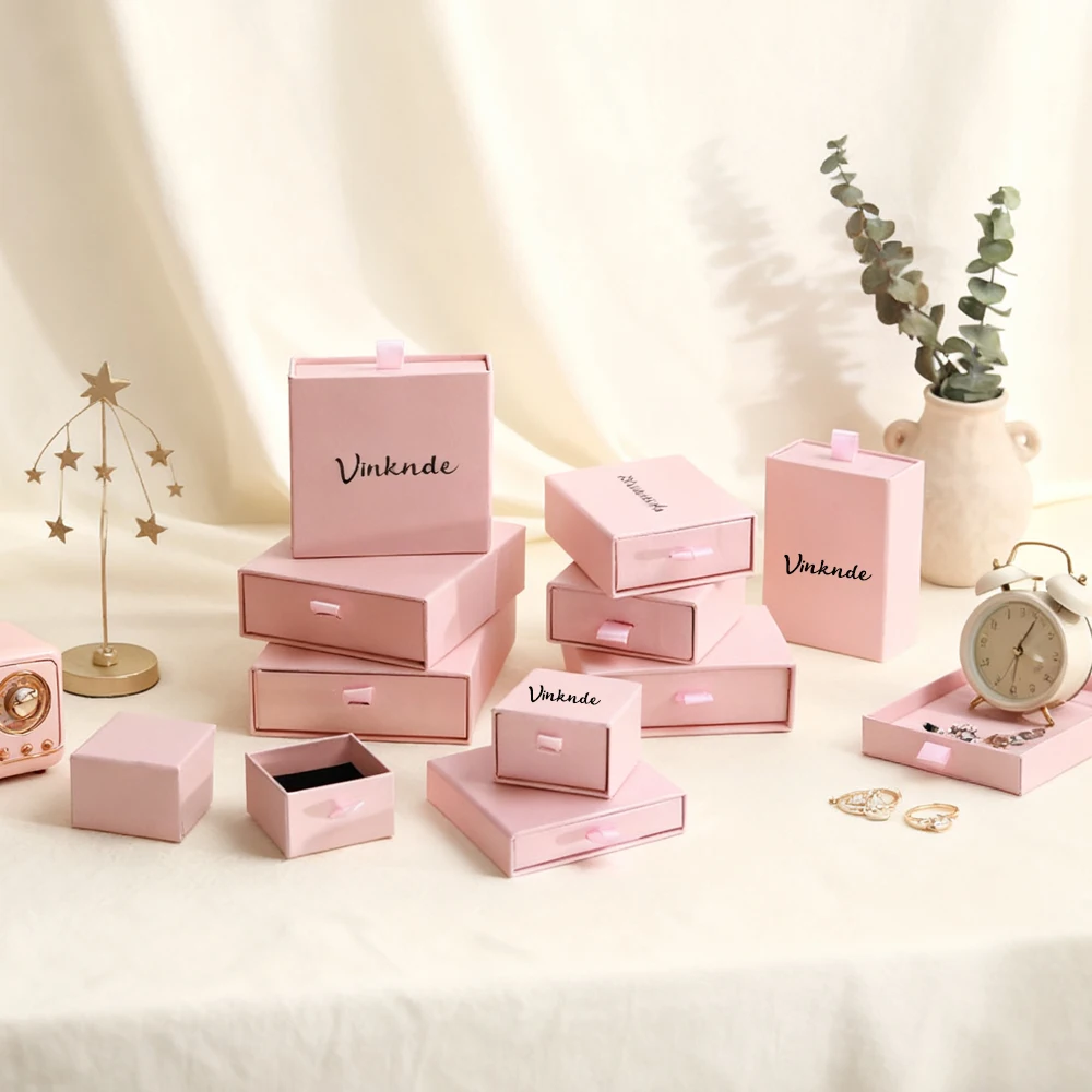 

24Pack Custom Logo Printing Packaging Jewelry Boxes for Cosmetic Earring Rings Products Cardboard Paper Drawer Sliding Gift Box