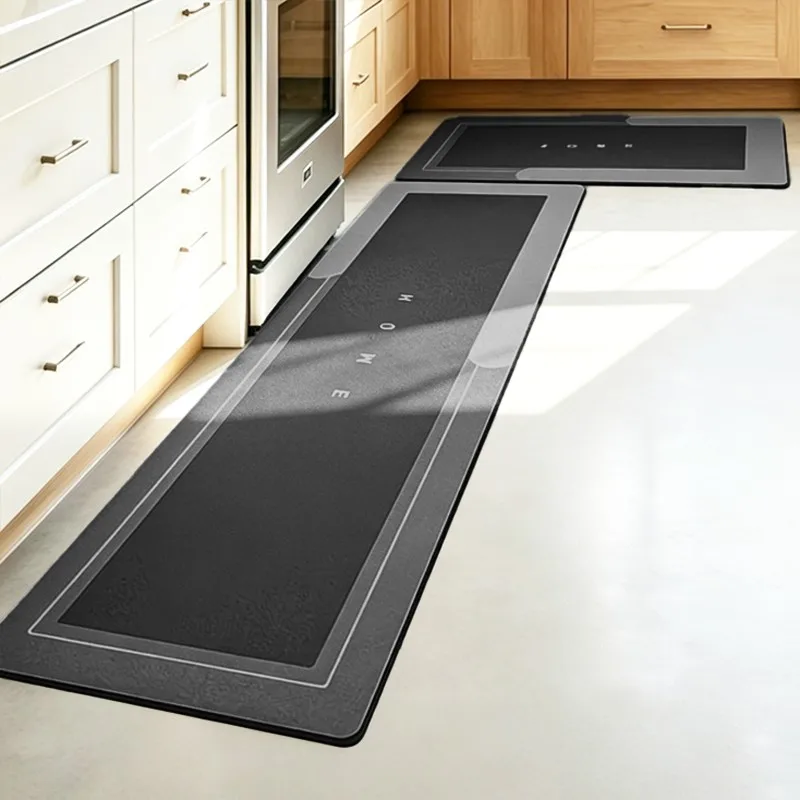 

1 set Kitchen Absorbent Mat Non-Skid Waterproof Wipeable Comfort Standing Kitchen Rugs Wipeable Wash Free Long Strip Carpet