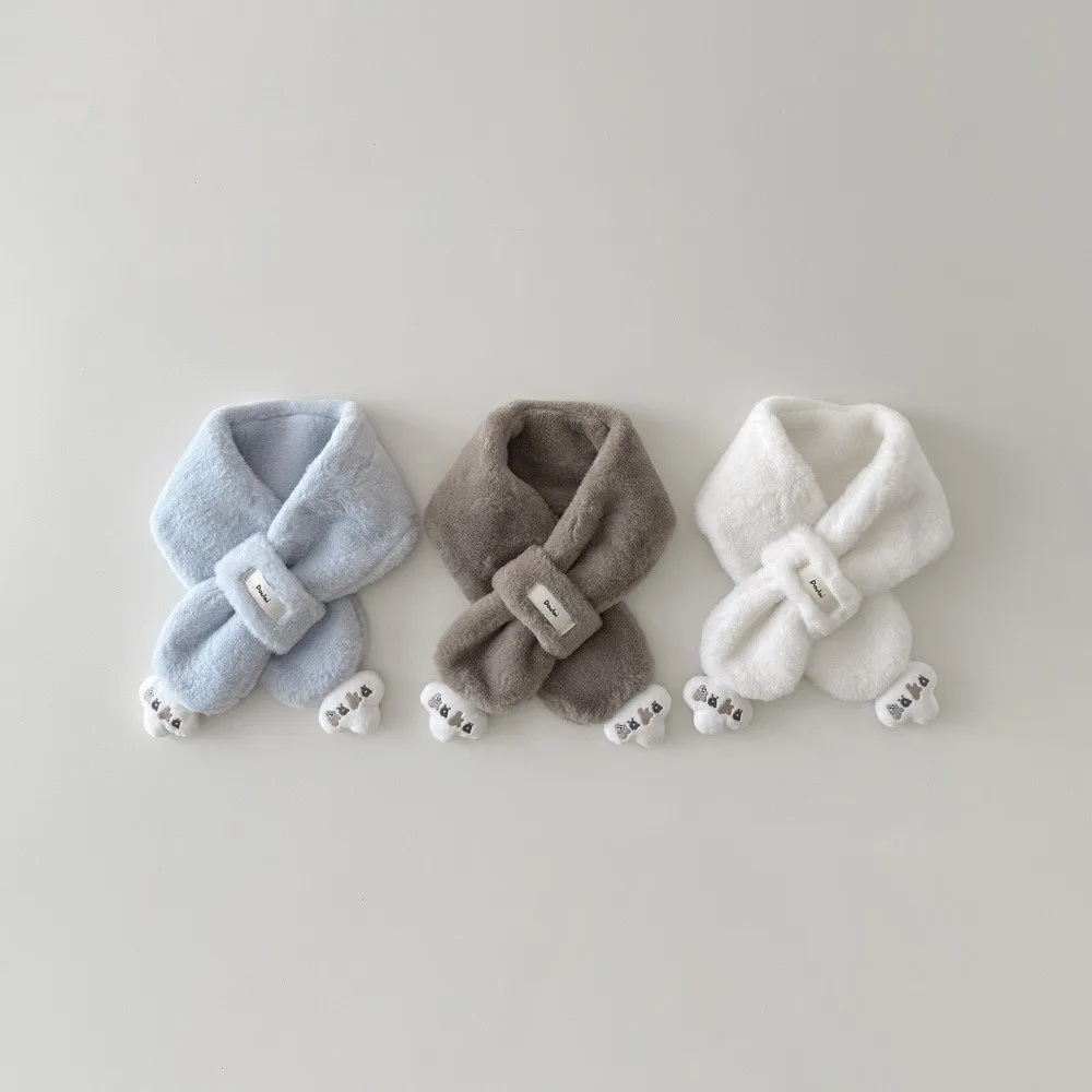 New Cute Cartoon Scarves Windproof Thickned Warm Scarf Comfortable Cold Proof Cross Neckerchief Children