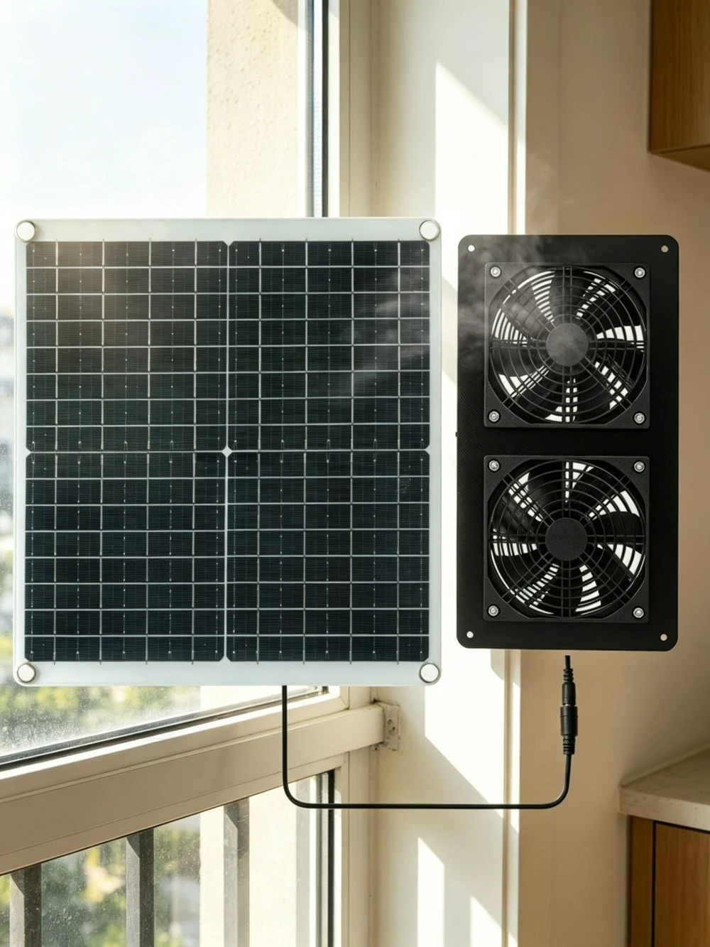 dual-exhaust-fan-solar-panel-kit-20w-30w-monocrystalline-ip65-waterproof-for-outdoor-rv-greenhouse-chicken-coop-pet-house