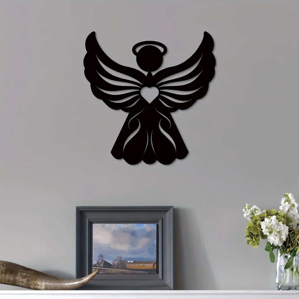 HELLOYOUNG Christmas Angel Metal Home Decor Art Metal Wall Sculpture Angle Silhouette Decoration Used for Housewarming Gift Rest