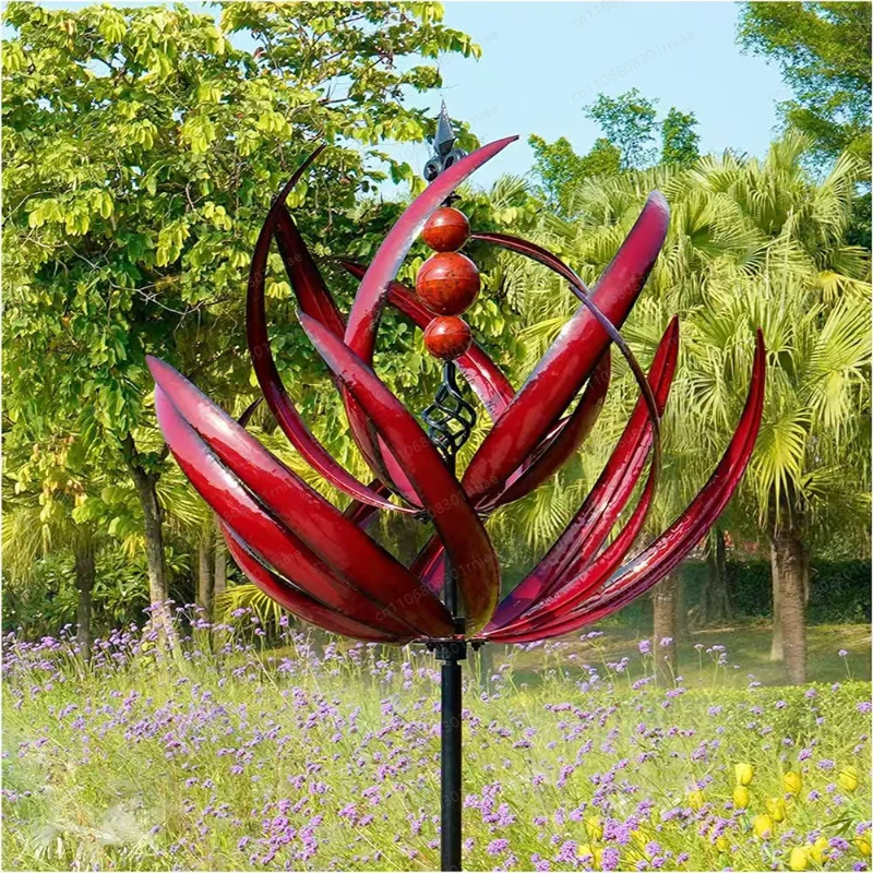 Cross-border Amazon metal wrought iron red rotating gyro windmill 20 * 20 * 90 and mold blue two kinds