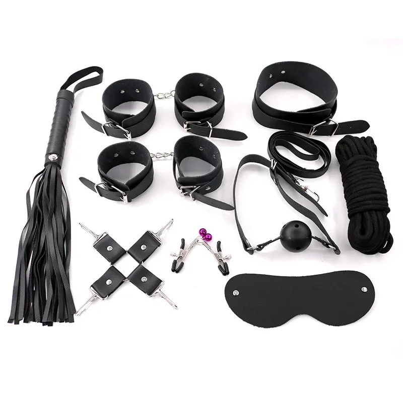 

Bdsm Bondage Set Restraint Adult Game Handcuff Neck Collar Wrist Mouth Gag Strap Fetish SM Sex Toys for Woman Couples Product