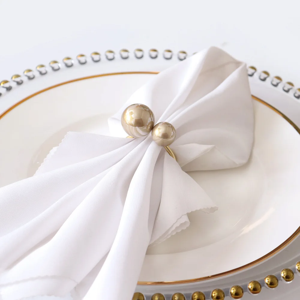 6PCS Pearl Elegant Napkin Ring,Weddings Event Decoration Graceful Napkin Holder,Pretty Napkin Buckles Home Table Party Supplies