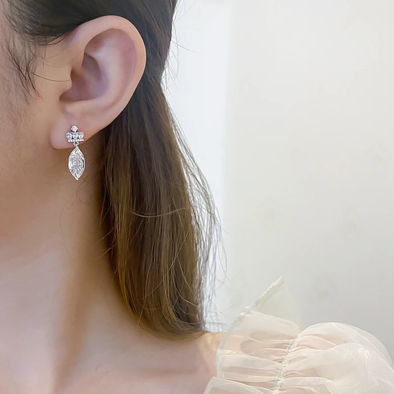 FENTTECI New Pt950 Platinum Drop Earrings for Women Studs Earrings High Carbon Diamond Fine Jewelry Luxury Flash Wedding Party