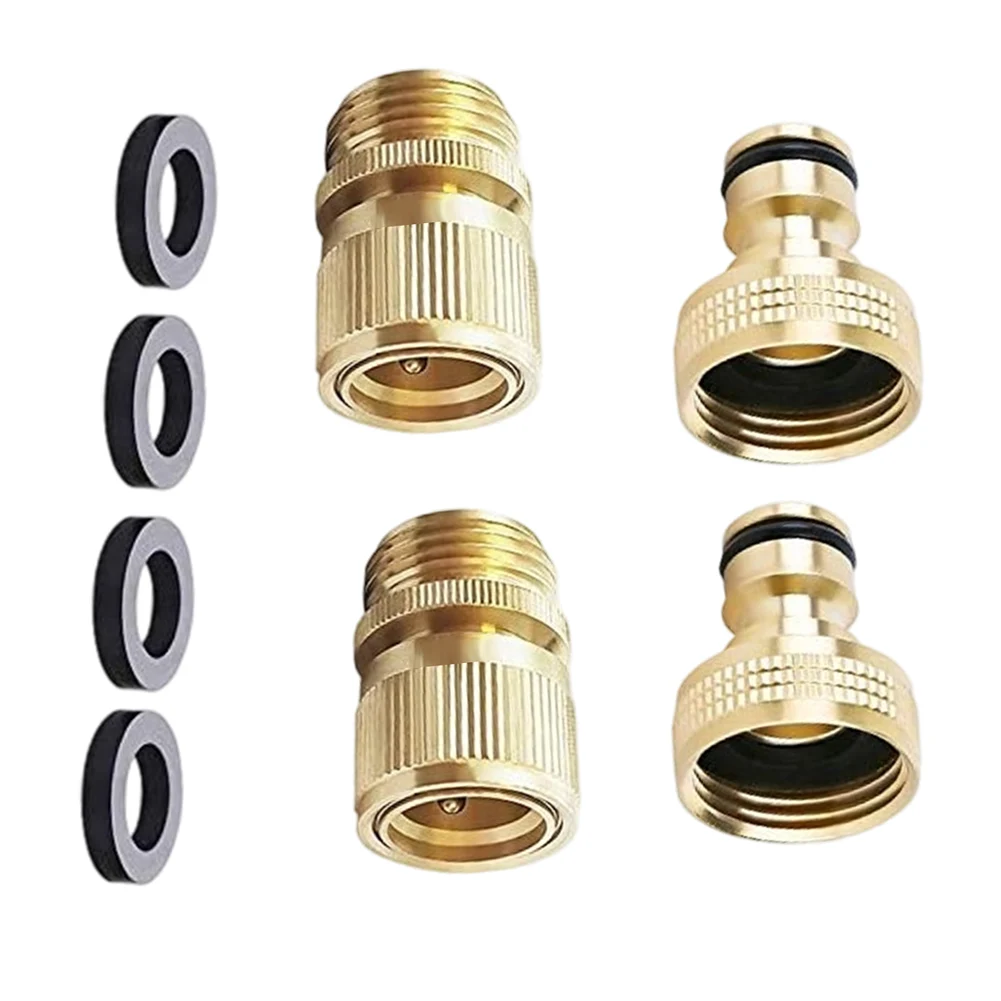 Solid Brass Quick Connect Fitting 3/4 Inch GHT For Garden Hose Faucet Nozzle Leak Free High Pressure Water Pipe Connector