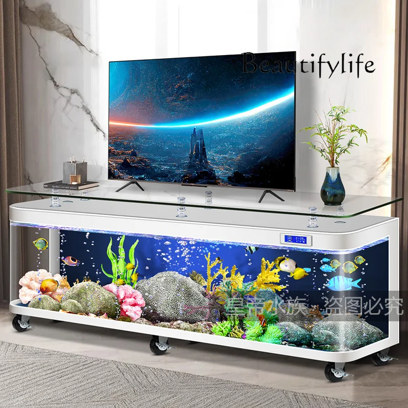 Coffee Table TV Cabinet Fish Tank Hot Bending Integrated Molding Living Room New Large Floor Aquarium