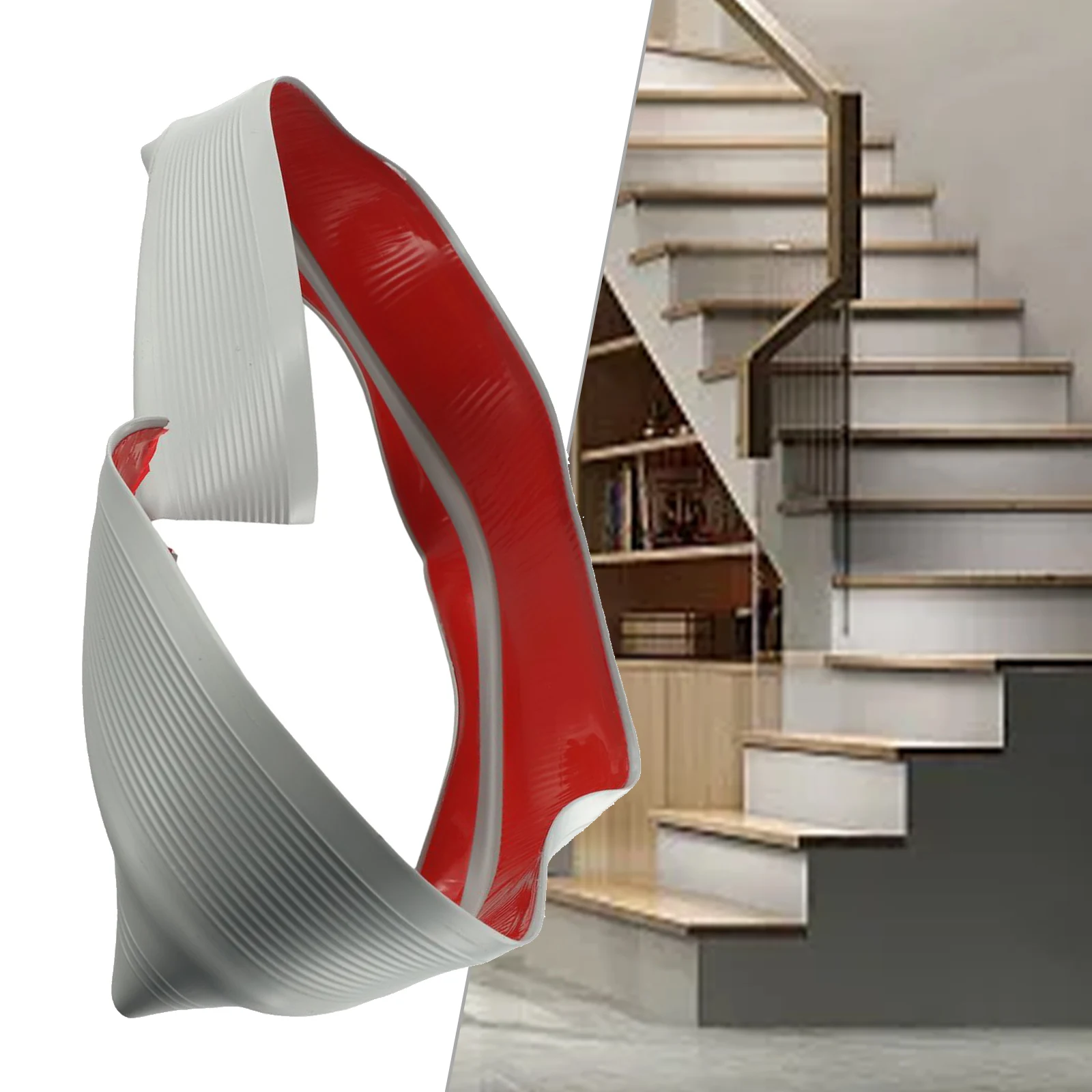 

Stair Nosing Edging 1.97W*0.98H Inch Rubber Self-Adhesive For Enhanced Safety Easy Installation Stair Corner Protection Strips