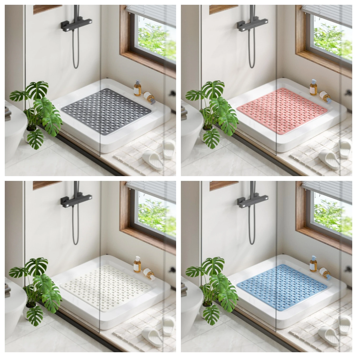 

Мягкий нескользящий коврик для душа с присосками и дренажными отверстиями, машинная стирка, легко чистится, противоскользящий коврик для ванной комнаты