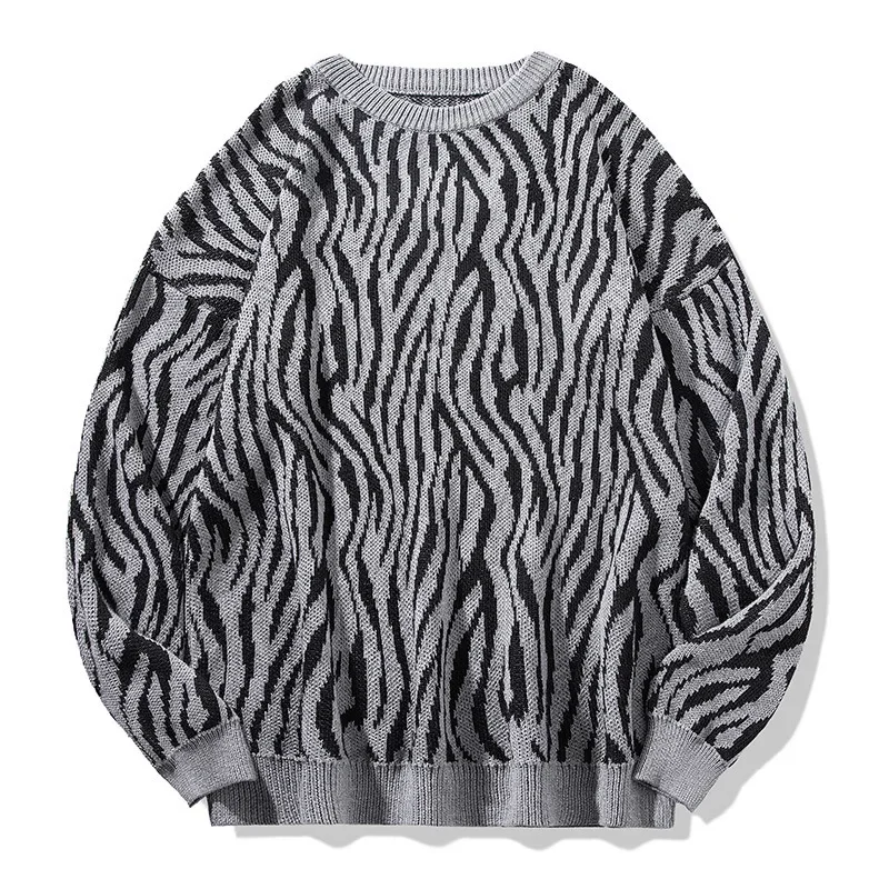 

Men's Autumn and Winter Pure Cotton Bottom Sweater with Round Neck Pattern and Personalized Jacquard Sweater