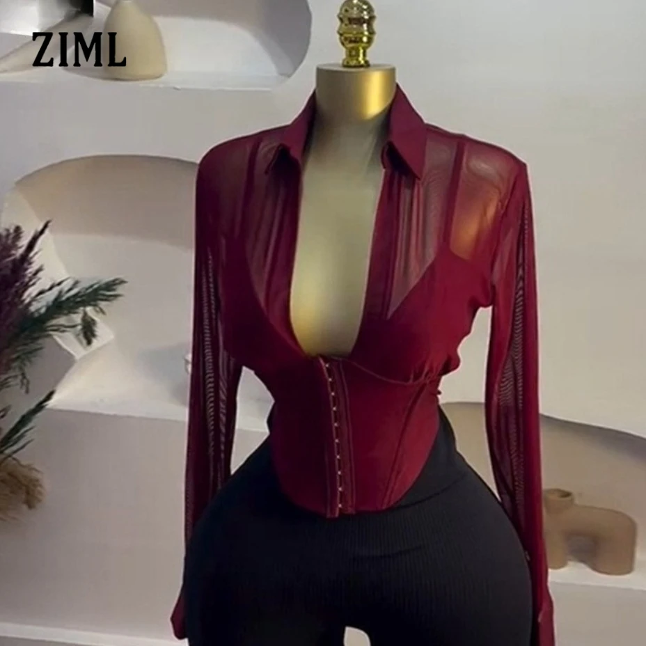 

ZIML Solid Temperament Design Sense Slimming T Shirt for Women Lapel Long Sleeve Tunic Elegant Tops Female Fashion Summer Style