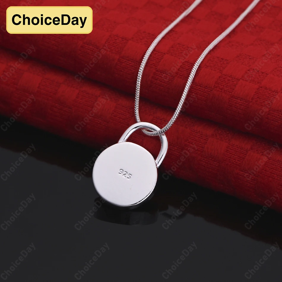 

ChoiceDay Fashion 925 Sterling Silver Delicate Round Pendant Necklace Women's Temperament Accessories Jewelry Party Charm