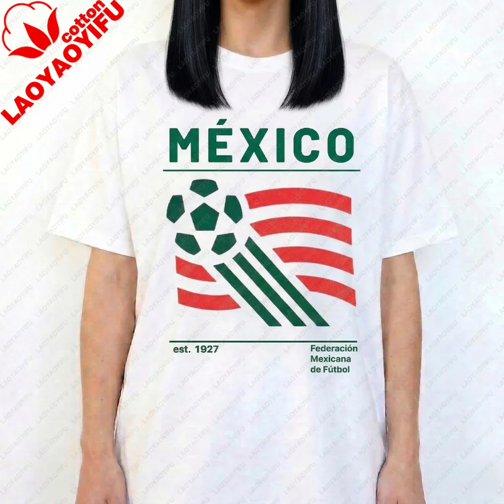 Vintage Mexiko Fußball T-Shirt Retro Mexiko Fußball Grafik T-Shirt Fußball-Partyzubehör Kleidung Herren Damen Sommer Casual Tops – Detail 3