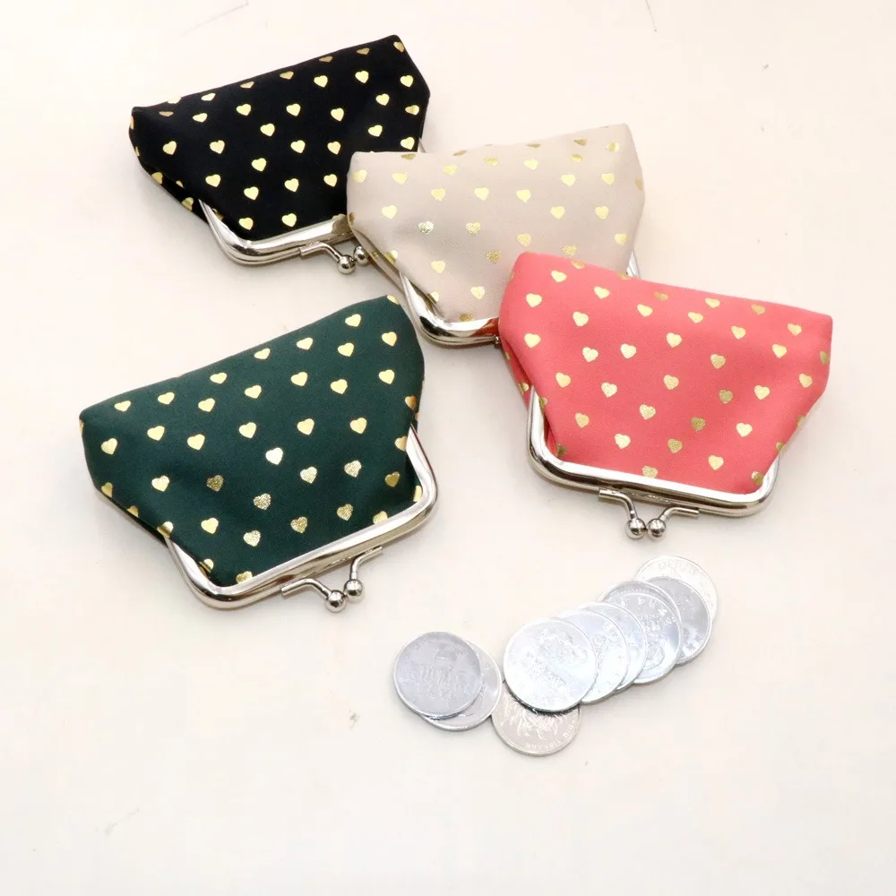 

Colorful Clutch Kiss Lock Wallet Metal Heart Print Coin Pouch Portable Foldable Buckle Mini Wallet Shopping