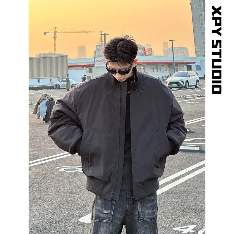 High Street Versatile Casual Stand Collar Oversized Pilot Jaet Street Sle Warm American Coat for Youth Spring Autumn