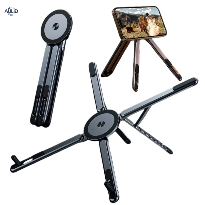 

Aulid алюминиевая магнитная настольная подставка для телефона, держатель для Iphone, Ipad, подставка для ноутбука, регулируемый угол, портативный складной штатив