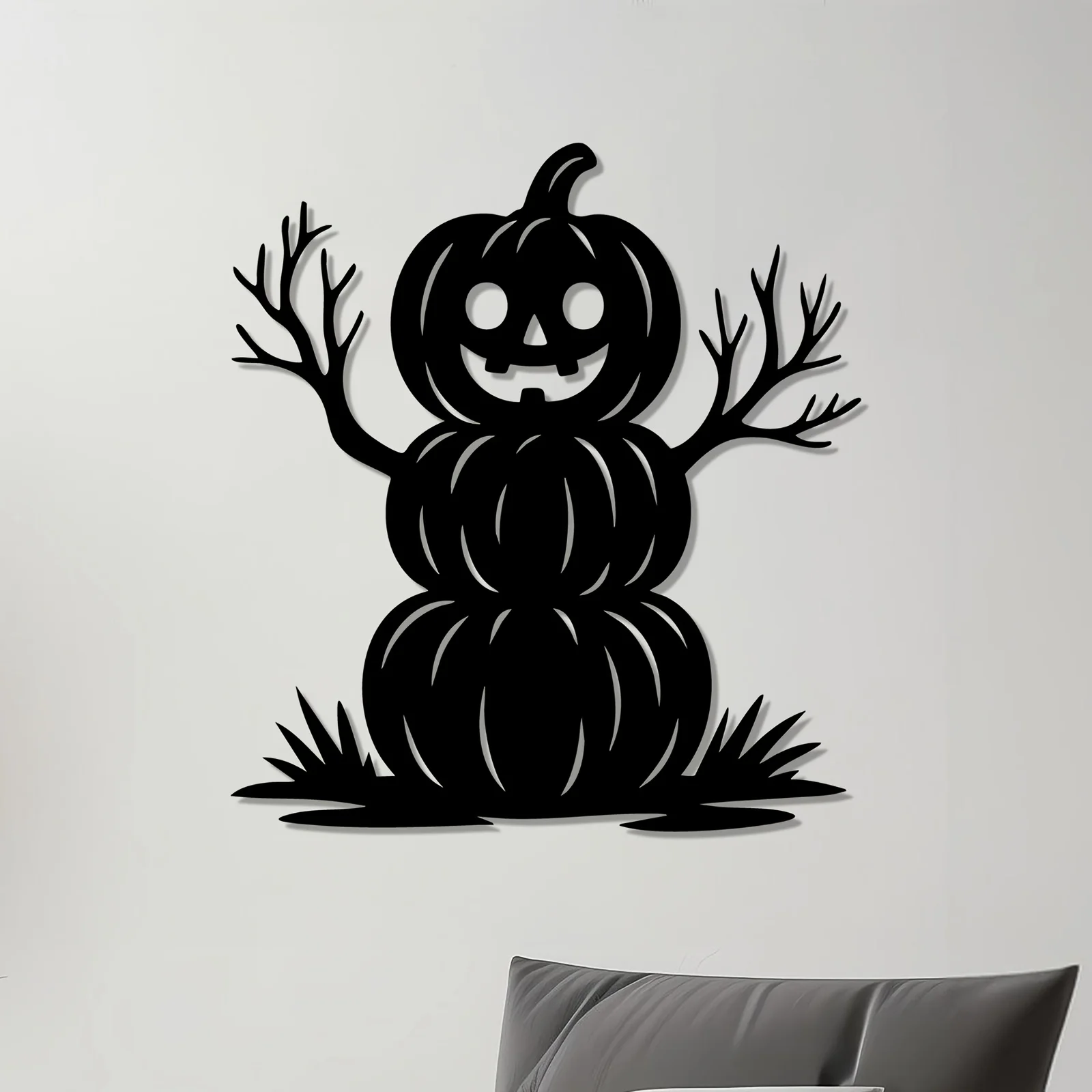 Rustic Iron Pumpkin Wall Art Fall Harvest Decor Weatherproof Outdoor Garden Porch Farmhouse Patio Hanging Ornament