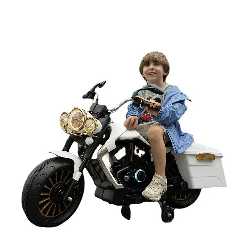

Electric motorcycle three-wheeled two-wheeled Harley motorcycle can seat men, women and children toy car