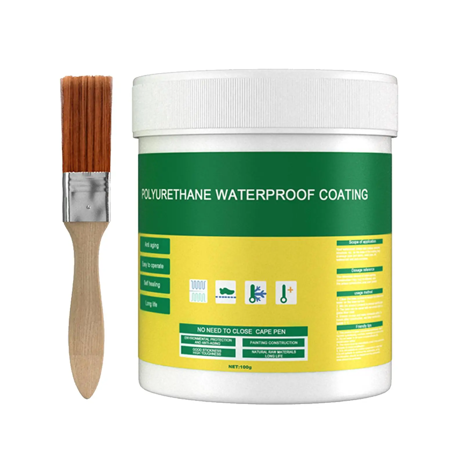 Sellador aislante impermeable de 100G, cepillo de pegamento, reparación de revestimiento, superficies rotas para pared, azulejos de suelo de baño, inodoro interior