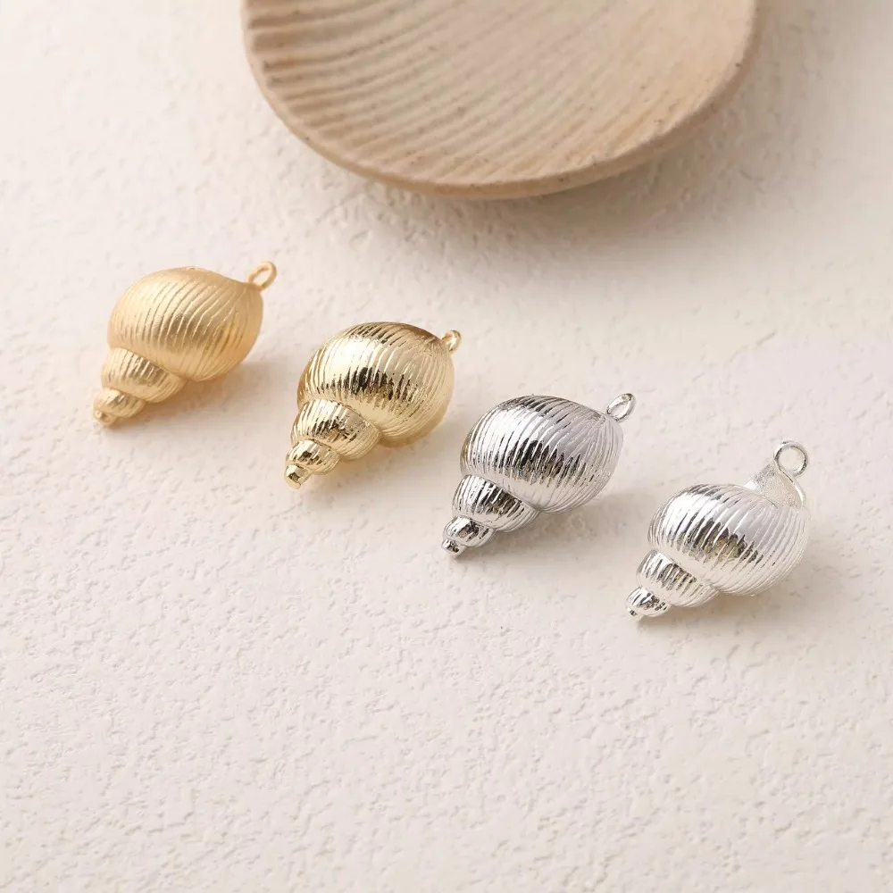 Breloques en forme de conque délicate, 4 pièces, boucles d'oreilles, fabrication de bijoux, fournitures de boucles d'oreilles, bricolage en laiton plaqué or 14 carats, accessoires