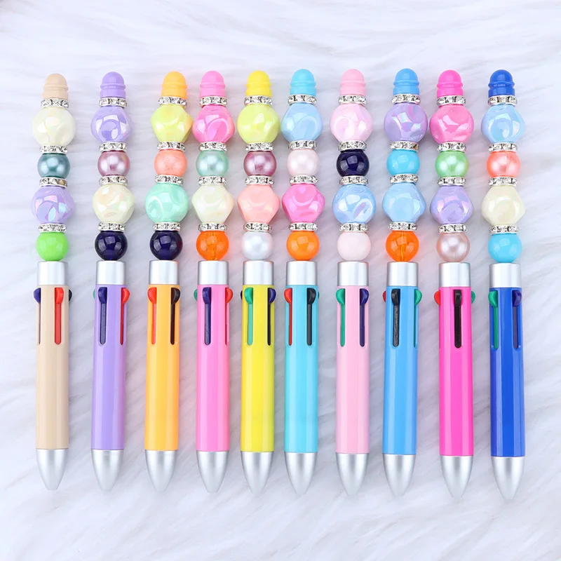 50PCS DIY 4-color bead Ballpoint pen multi-color Refills beadable pens With beads