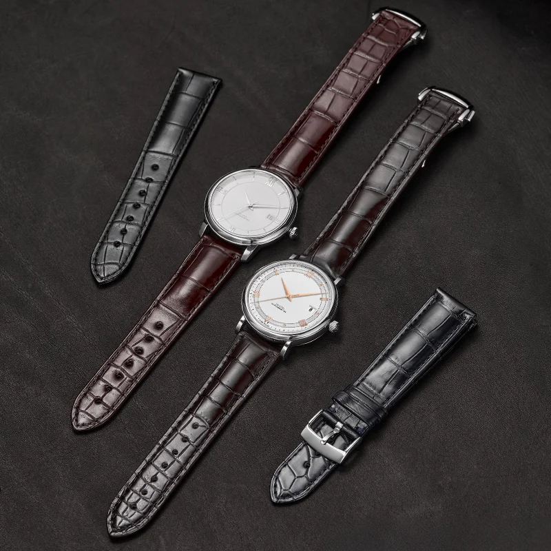 Correa de reloj de piel de cocodrilo auténtica para reloj Omega con logotipo personalizado de 19mm, 20mm, 21mm y 22mm, correa de reloj resistente al agua de piel de cocodrilo