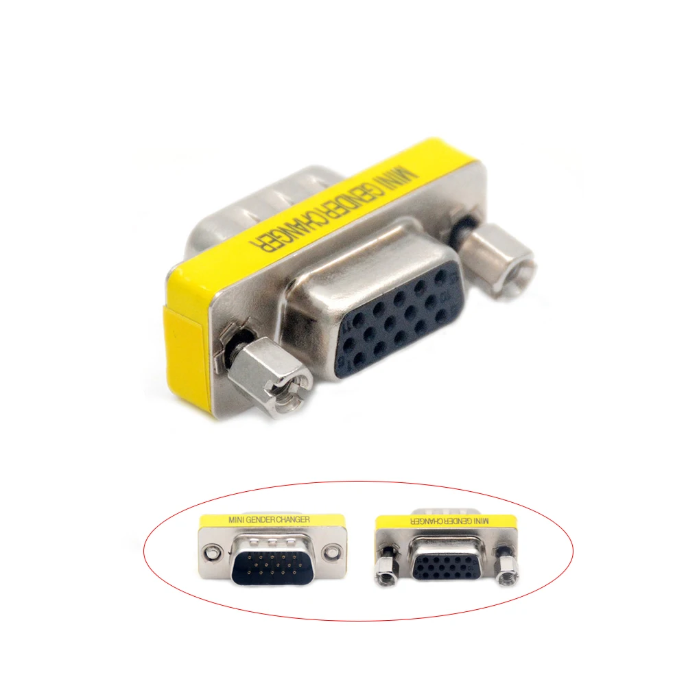 15 Pin D-Sub VGA HD SVGA Male Female DB15 MINI Gender Changer Adapter PC VGA Female Connector M/M M/F F/F Cable Extend Converter