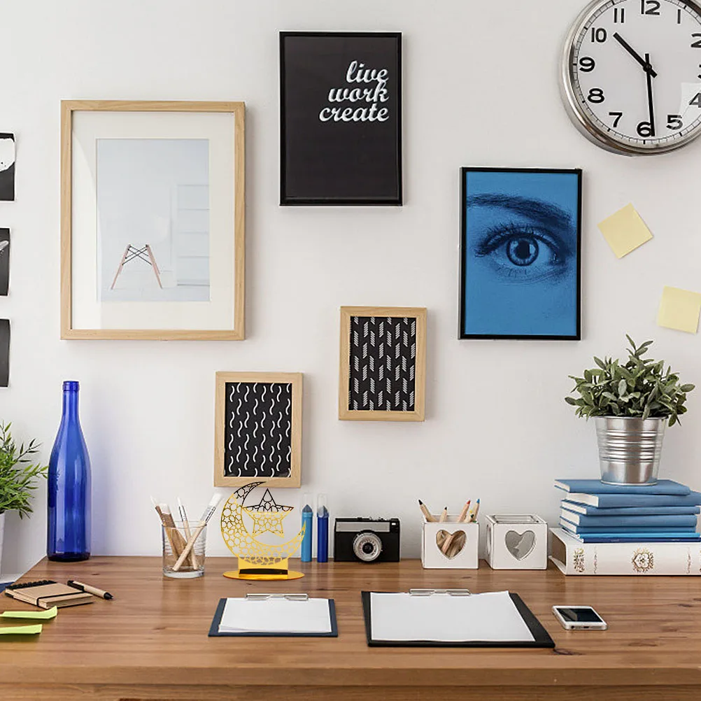 

Moon Ornament Acrylic Eid Mubarak Decor Creative Festival Table Ramadan Adornment Home Bar Restaurant DIY Decoration