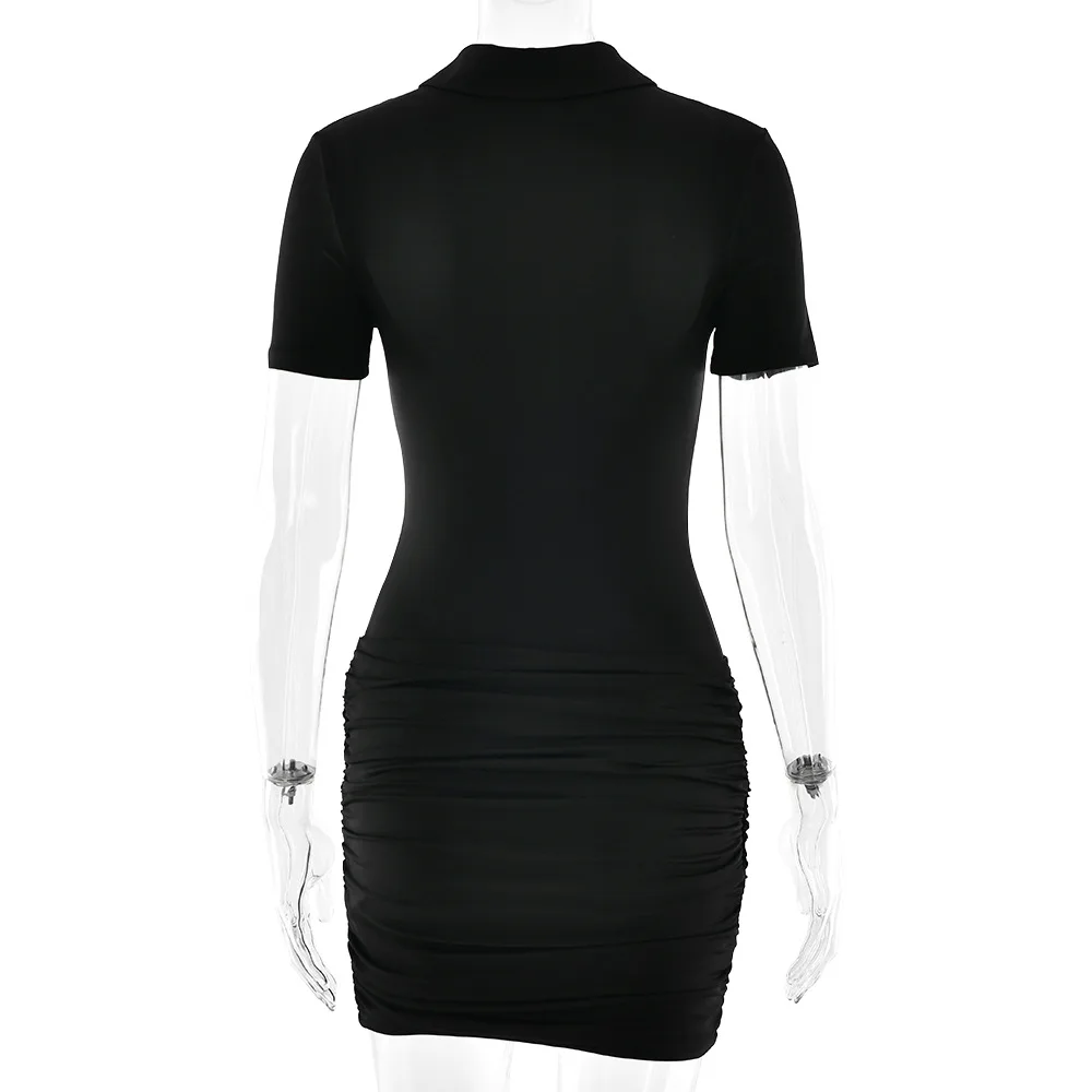 Modischer Plissee-Jumpsuit für Damen, Eleganter Kurzarm-Bodycon mit Reißverschluss und Revers, Sommerliche Alltags- und Streetwear – Detail 37