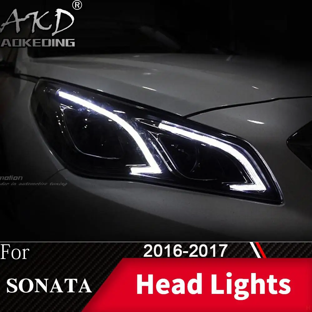 Headlight For Hyundai Sonata 9 2015-2017 Car автомобильные товары LED DRL Hella Xenon Lens Hella Hid H7 Car Accessories