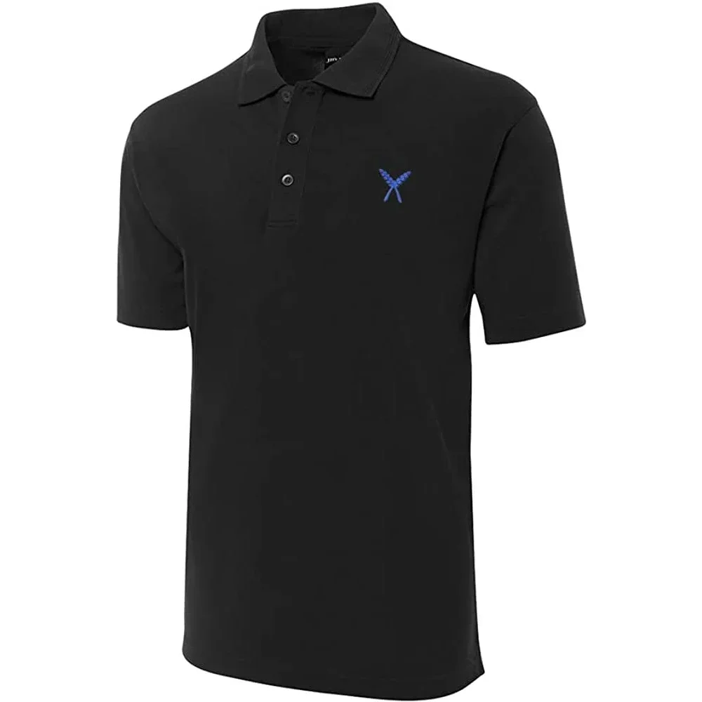 Masonic Crossed Feathers Embroidered Short Sleeve Polo Shirts Classic Embroidery Men's Polo Shirt