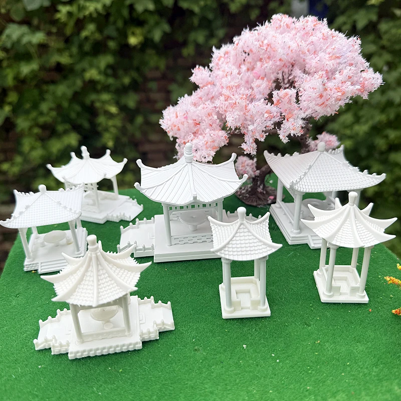 Retro Chinese pavilion model pavilion Chinese garden decoration material 1/87 Ho scale landscape decoration train railway layout
